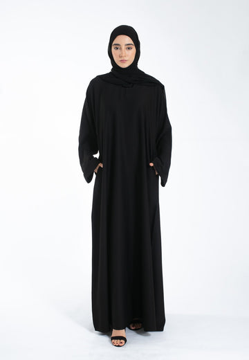 Classic Everyday Abaya + Hijab - Black
