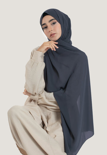 Grey Crepe Chiffon Hijab