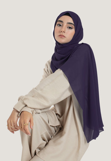 Deep Purple Crepe Chiffon Hijab