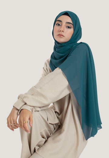 Teal Crepe Chiffon Hijab