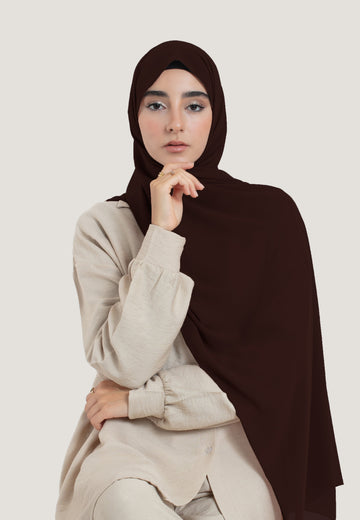 Brown Crepe Chiffon Hijab