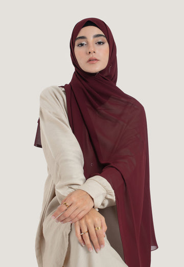 Burgundy Crepe Chiffon Hijab
