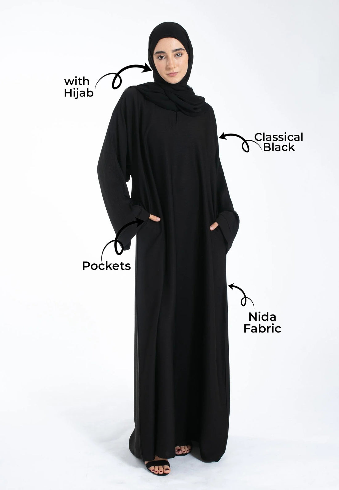 Black - Classic Abaya + Hijab